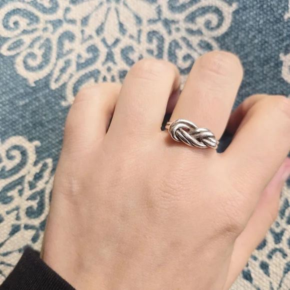 Vintage 925 Sterling Silver Rope Knot Ring, size 8 - Picture 7 of 13